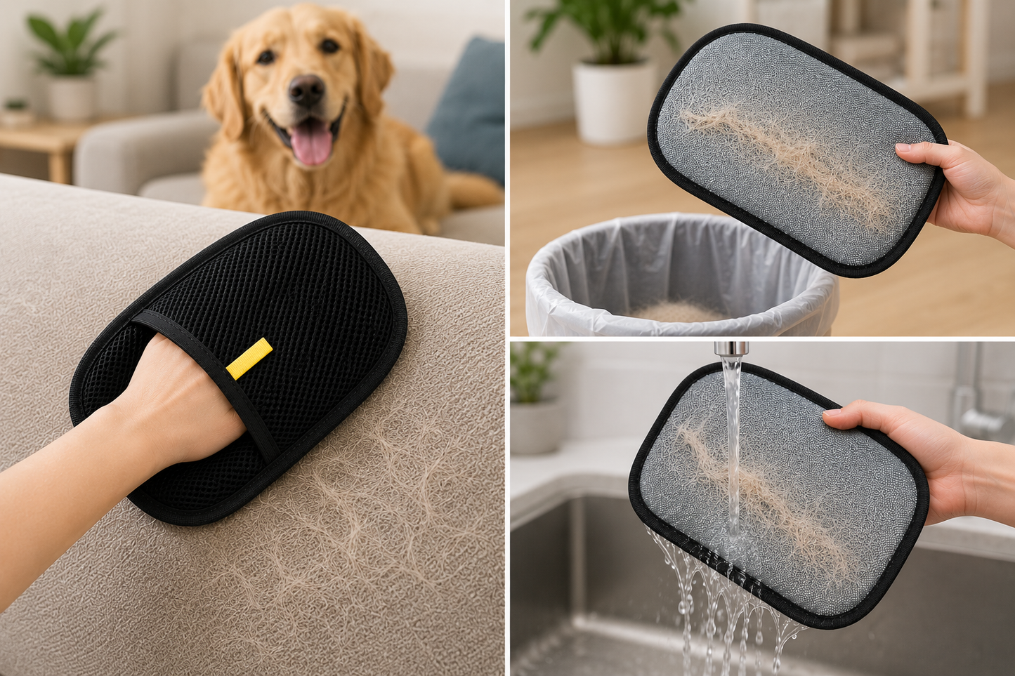 Reusable Pet Hair Removal Glove |Dog & Cat Fur Remover for Furniture, Carpets & Car Seats