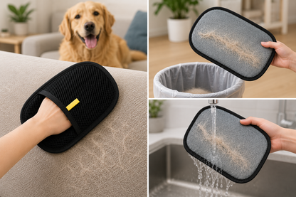Reusable Pet Hair Removal Glove |Dog & Cat Fur Remover for Furniture, Carpets & Car Seats