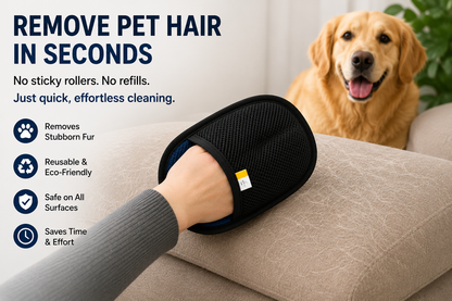 Reusable Pet Hair Removal Glove |Dog & Cat Fur Remover for Furniture, Carpets & Car Seats