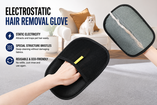 Reusable Pet Hair Removal Glove |Dog & Cat Fur Remover for Furniture, Carpets & Car Seats