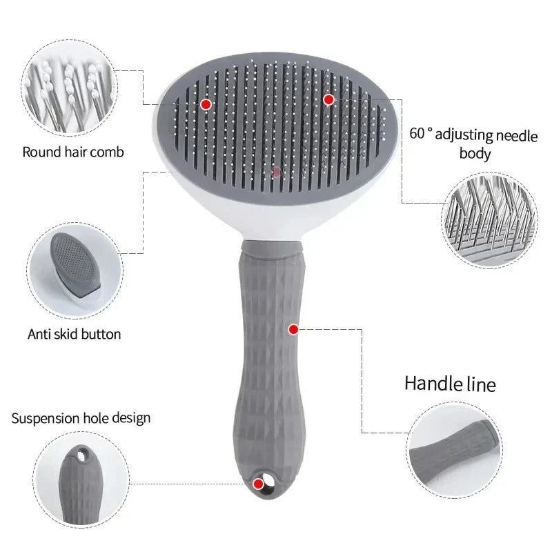 Self Cleaning Slicker Brush - Cat Brush Skin-Friendly Deshedding Grooming Massaging Tool for Long & Short Haired Pets, Cat Hair Brushes Easy Removes Undercoat for Dogs and Cats