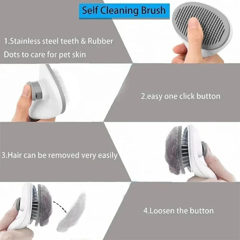 Self Cleaning Slicker Brush - Cat Brush Skin-Friendly Deshedding Grooming Massaging Tool for Long & Short Haired Pets, Cat Hair Brushes Easy Removes Undercoat for Dogs and Cats